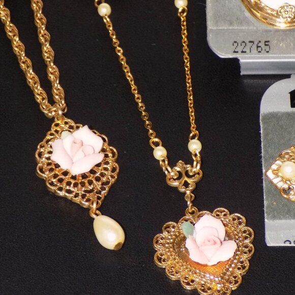 Lot of 5 New 1928 Floral Brooch, Necklaces, Clip-On & Drop Earrings Bundle - Picture 10 of 11